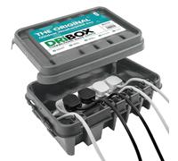 DRiBOX - Medium IP55 Weatherproof Outdoor Electrical Connection Box 34 x 22 x 11.7cm - Power Cord Enclosure for Christmas Lights, Timers, Extension Cables, Leads, Reels, Transformers (Medium, Grey)