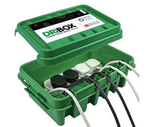 DRiBOX - Medium IP55 Weatherproof Outdoor Electrical Connection Box 34 x 22 x 11.7cm - Power Cord Enclosure for Christmas Lights, Timers, Extension Cables, Leads, Reels, Transformers (Medium, Green)