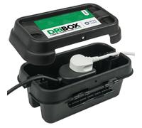 DRiBOX - Small Black IP55 Weatherproof Outdoor Electrical Connection Box 25.5 x 14.1 x 10.2cm - Power Cord Enclosure for Christmas Lights, Timers, Extension Cable, Leads, Reels, Transformers (2 Boxes)