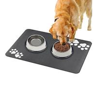 Dricar Dog Food Mat, Pet Feeding Mat 40 * 60cm, Non Slip Super Water Absorbent Quick Dry Pet Food Feeding Bowl Mat, Easy to Clean Dogs Cats Feeding Mats for Floors (Dark Grey)