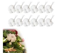 Dried Cotton Flowers Bolls Ornaments - Natural Scented Christmas Decorations Set of 12 - Rustic Farmhouse Vintage Style for Xmas Tree - DIY Craft Bulk Pack - Home Fireplace Mantel Gift