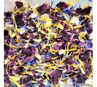Dried Edible Flower Mix 10g - Blue Cornflower, Rose, Calendula & Jasmine Petals - All-Natural, Non-GMO, - Perfect for Cocktail,Tea, Cake Decoration Topper, Baking, Salad, Soap Making & DIY Crafts