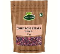 Dried Edible Rose Petals 25g by Hatton Hill | Pure, Red, Herbal Tea, Raw, DIY Body Care, Special Bath, Wedding Decoration and Potpourri, Perfect for Snack.