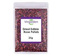 Dried Edible Rose Petals 25g by Virgolden - Premium Dried Flowers Natural Scent. Bath. Spa. Wedding Confetti. Craft Bath Bomb