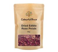 Dried Edible Rose Petals 50g by Colourful Trees - Premium Quality Natural Confetti for Tea, Baking, Cooking, Cake Decoration, Weddings & Celebrations