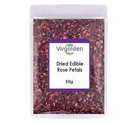 Dried Edible Rose Petals 50g by Virgolden - Premium Dried Flowers Natural Scent. Bath. Spa. Wedding Confetti. Craft Bath Bomb