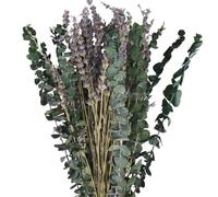 Dried Eucalyptus Lavender Bundle Shower Hanging Mixed Natural Real Eucalyptus Leaves Plant Stems and Dried Lavender for SPA Home Fragrance Bathroom Table Vase Décor (10 PCS)