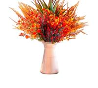 Dried Fall Leaves & Wheat Stems Bundle Autumn Thanksgiving Home Decor for Mantle, Porch and Outdoor Seasonal Displays ( 118 Chars) Polyethylene Fake Greenery for Home Decoration