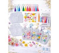 Dried Flower Bookmark DIY Kit - Includes Pressed Flowers, Transparent Bottle Jar Sheets, Tassels, Tweezers, Stickers - Complete Arts Crafts Set to Make Unique, Personalised Bookmarks - Great Gift Idea