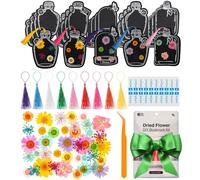 Dried Flower Bookmark DIY Kit - Includes Pressed Flowers, Transparent Bottle Jar Sheets, Tassels, Tweezers, Stickers - Complete Arts Crafts Set to Make Unique, Personalised Bookmarks - Great Gift Idea