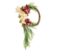 Dried Flower Garland Wreath Vine Wreath Country Cottage Style Door Hanger Home Farmhouse (Green, 60X35CM)