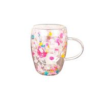 Dried Flower Glass - 350ml | Crystal Glass Mug - Hot Cold Beverage Cup Elegant Decorative Drinkware for Coffee Tea Water Morning Drinks Dinner Parties Stylish Tableware