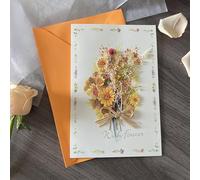 Dried Flower Greeting Card, Bouquet 3D Popup Greeting Cards, Chrysanthemum Pop up Card, Family Gifts Birthday Card for Women Girls with Envelope, Thank You Card, Anniversary Card, Valentine Day Card