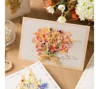 Dried Flower Greeting Card, Bouquet 3D Popup Greeting Cards, Lily Pop up Card, Family Gifts Birthday Card for Women Girls with Envelope, Thank You Card, Anniversary Card, Valentine Day Card