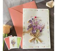 Dried Flower Greeting Card, Bouquet 3D Popup Thank You Cards, Daisy Pop up Card, Family Gifts Birthday Card for Women Girls with Envelope, Thanksgiving Card, Anniversary Card, Valentine Day Card