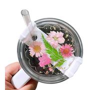 Dried Flower Nameplate for Stanley Cup Lid Accessories 40oz, Handmade Real Flowers chams NamePlate Tumbler for Stanley Accessories, Flowers for Stanley Name Plates, for stanley toppers (Pink)