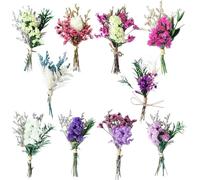Dried Flowers, 10 Mini Dried Flower Bouquets for DIY Crafts, Wedding Decor, Home Vase Arrangements, Includes Purple Star White Oats Rabbit Tail, Purple Hydrangea Crystal Love Grass