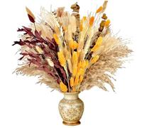 Dried Flowers Bouquet, 100 Pcs Dryflowers Including Pampas Grass, Reed and Autumn Dried Flowers, Boho Decor, Warm Tone Floral Arrangement for Home Decor, Wedding, Party