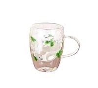 Dried Flowers Coffee Mug, Cups with Dried Flowers, 350 ml Double-Walled Transparent Tea Cups with Milk Cups, Drinks Glasses for Men and Women