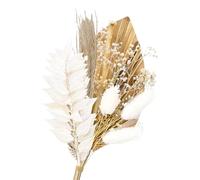 Dried Flowers for Cakes, Boho Cake Decorations with White Dried Flowers, Gold Palm Spear, Bunny Tails, Ruscus, Natural Cake Toppers for Wedding, Birthday, Party and DIY Crafts
