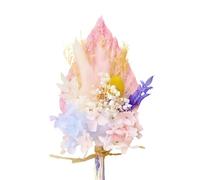 Dried Flowers for Cakes - Handmade Flower Cake Decorations with Gold Palm Spear, Pink Dried Flowers Bouquet for Baking & Crafts, Real Dried Floral Cake Toppers for Weddings, Birthdays & Celebrations