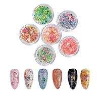 Dried Flowers for Nails, 6 Boxes Colorful Nail Art Dried Flowers 3D Small Nail Stickers Decals for Nail Design Resin DIY Crafts
