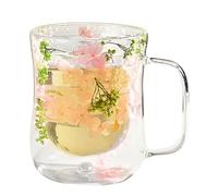 Dried Flowers Glass - Cups Elegant Tea, 400ml Flower | Clear Espresso Coffee Mugs, Handle Women Her Drinking Accessory Component for Kitchen Household