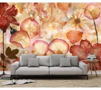 Dried Flowers living room wallpaper & adhesive SET Wall Mural orange decor