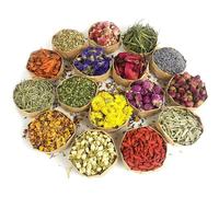 Dried Flowers, Natural Wedding Flower Herbs Kit for Soap Making, Candle 9/16 Bags Include Dried Lavender, Rose Petals, Jasmine-16 bag A