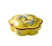 dried fruit platter, 11 Inches Snack Serving Tray Set with Lid, Ceramics Appetizers/Food for Parties, Holidays, Family Dinner(Yellow)
