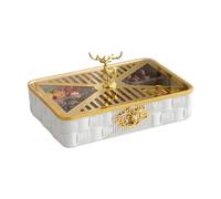 dried fruit platter, Candy and Nut Serving Container, 4 Compartment Round Resin Food Storage Organizer, Snack Tray, Appetizer with Lid(A)
