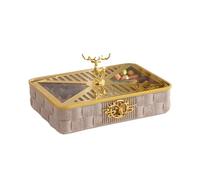 dried fruit platter, Candy and Nut Serving Container, 4 Compartment Round Resin Food Storage Organizer, Snack Tray, Appetizer with Lid(C)