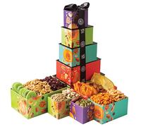 Dried Fruits & Nuts Tower with Black Ribbon Rosh Hashanah Gift Basket, 5 Tier Gourmet Arrangement Platter, Healthy Kosher Snack Box for Birthday, Anniversary by Oh Nuts