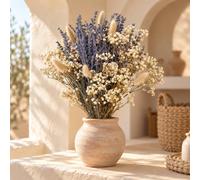 Dried Lavender & Baby's Breath Bouquet with Bunny Tails for Cottage Décor | Purple Lavender, White Baby's Breath & Natural Bunny Tails for Country-Style Vases, Wedding Tables and Floral Crafts