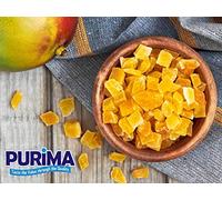 Dried Mango 1kg - Dry Diced Chunks & Pieces Sweetened with Added Sugar - Dehydrated Tropical Exotic Fruit Mangoes Crystallised Dice Core Cubes Candied Snack - Large Bulk Bag for Humans Vegan PURIMA