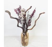 Dried Natural Rattan Vine Dried Ruscus Decorative Ruscus Leaves Branches White Flowers, 23 Inch Long Curly Branches Stems Dried Twigs for Home Arrangements Christmas Decor (Ruscus Leaves)