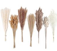 Dried Pampas Decoration, 128 Pieces Pampas with Rabbit Tail Flowers, Reed Bouquet for Wedding, Bohemian Flowers, Home Table Decoration, Rustic Farmhouse Party