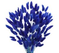 Dried Pampas Grass Decor,150Pcs 45cm Natural Dried Bunny Tail Grass Real Dried Flowers for Home Party Home Decoration Floral Arrangements Bohemian Wedding Party Home Decor Dark Blue