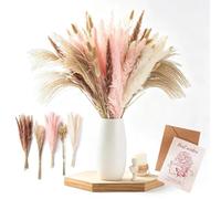 Dried Pampas Grass Gift Set - 70 Pcs Bouquet with Kraft Envelope for Wedding Table Decorations, Living Room Decor, Grandparents Gift, Housewarming