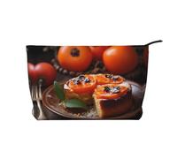 Dried Persimmon Pancake Pattern Large Capacity Corduroy Cosmetic Bag, Fashionable Waterproof toiletries Storage Bag