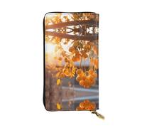 Dried Persimmon Printed Clutch (7.5x4.1 in) | Leather Wallet