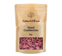 Dried Sweetened Cranberries 1kg - Premium Quality by Colourful Trees, Juicy & Soft, Ideal for Baking, Salads & Healthy Snacking