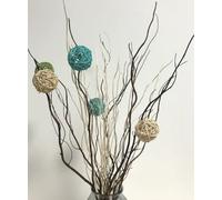 Dried Willow Vase Filler Curly Willow Branches with Rattan Balls for Xmas Decoration, Decorative Sticks Twigs for Vases DIY Crafts Christmas Wedding (Mixed Color)