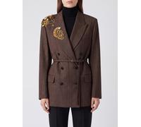 DRIES VAN NOTEN Cropped Double-Breasted Pinstripe Wool Blazer with Sequins - Size: 38 - female