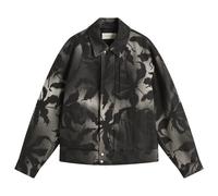 Dries Van Noten Men's Spray Flower Print Cotton Jacket Black