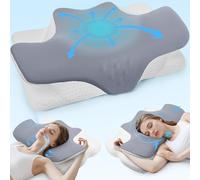 Drifina Orthopaedic Neck Support Pillow for Neck & Shoulder Pain, Contoured Memory Foam with Arm-Rest Groove, Dual-Height for Side & Back Sleepers, Washable Cooling Cover - 100-Night Trial