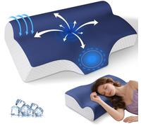 Drifina Orthopedic Cervical Memory Foam Pillow for Neck & Shoulder Pain Relief - Contour Neck Support with Neck Roll, Ergonomic Dual-Height for Side/Back Sleepers, Cooling Washable Pillowcases