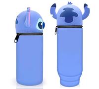 Driflo 2-in-1 Soft, Stitch Pencil Case, Stitch Pen Holder, H 21cm, Large Pencil Case, Soft Silicone Pen Bag, Zipper Closure, School Supplies, for Boys Girls Stationery Gifts