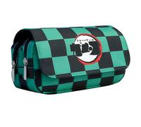 Driflo Demon Pencil Case, Demon Stationery, Checkered Pencil Case, Large Capacity Stationery Bag, Double Compartments Zipper Pencil Bag, Friends Fans, School Award Student Gift