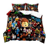 Driflo Roblx Bedding, Roblx Bedding Single, Single Duvet Cover Set, Duvet Cover Set, Bedding Set, Quilt Covers, Ultra Soft Microfiber Polyester Cotton Comforter Cover With, for Fans Gift